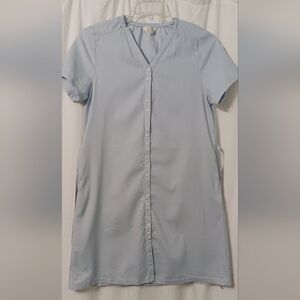 EUC GIORDANO LightBlue Short Sleeve With Pockets  Linen/Cotton Mini Dress Size M